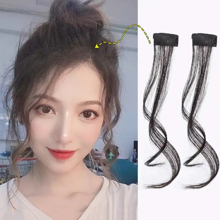 EZ LIVING 2pcs black color hari streak for women fake hair looks like real hair Hair Extension Clips for Women Everything You Need to Know Top Tips for Rocking Clip On Curtain Bangs Extensions