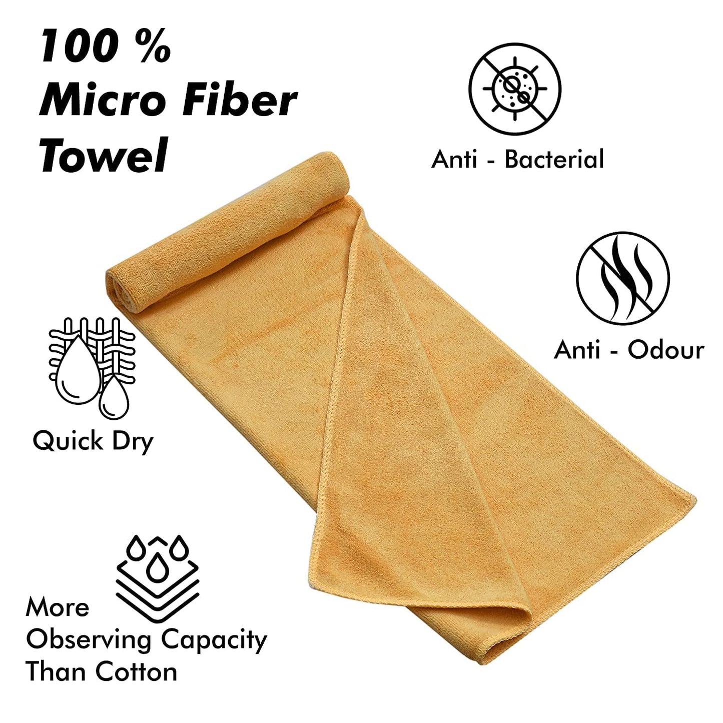 EZ LIVING Super Soft Microfiber Hand Towels, Gym & Workout Towels 400 GSM, Multicolour 8, Set of 4