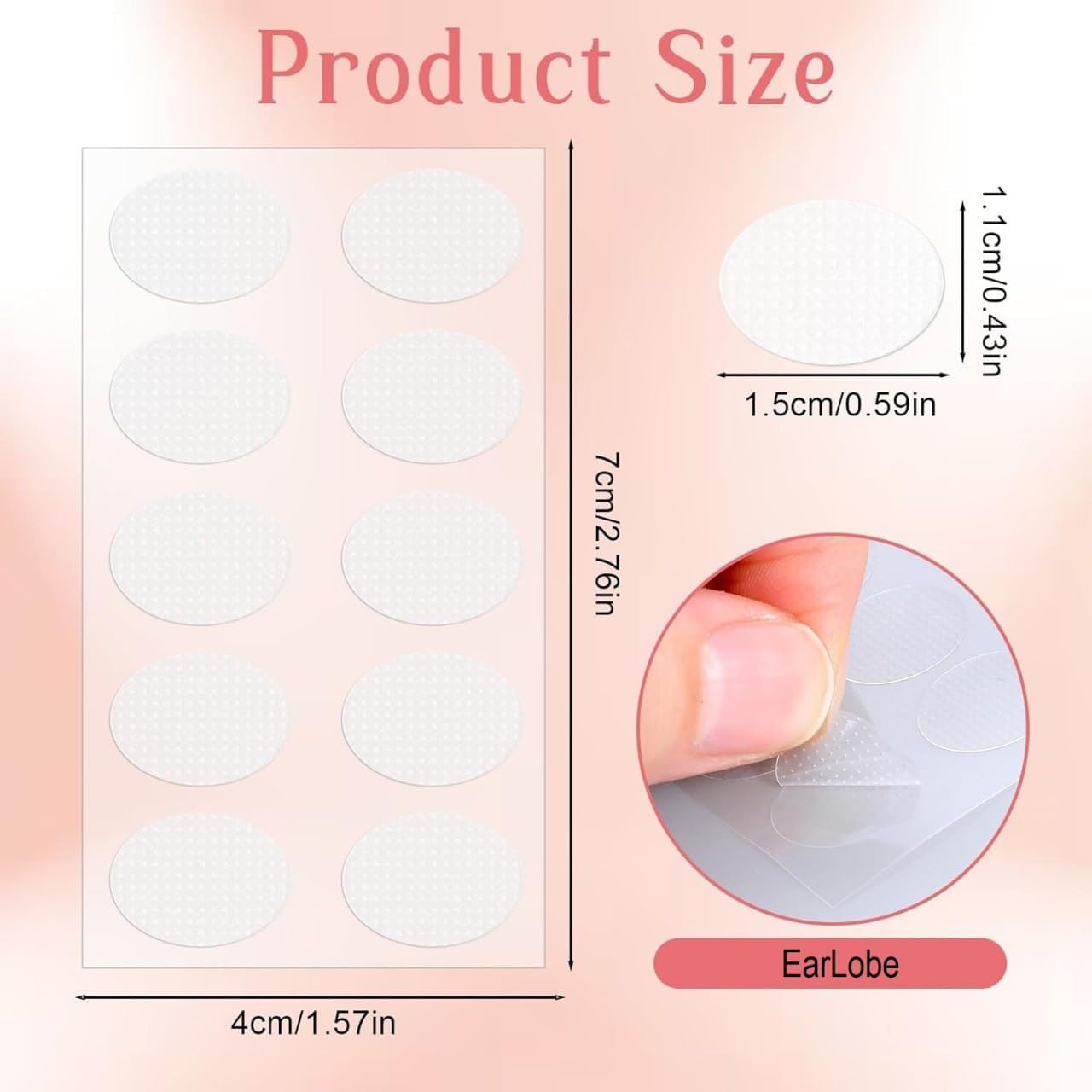 Ear Lobe for Support Earrings, Patches Ear lobe Support for Heavy Earring, Invisible Sticker tape, Transparent EarLobe Tapes Ear Lifts Patches (Pack of 100)