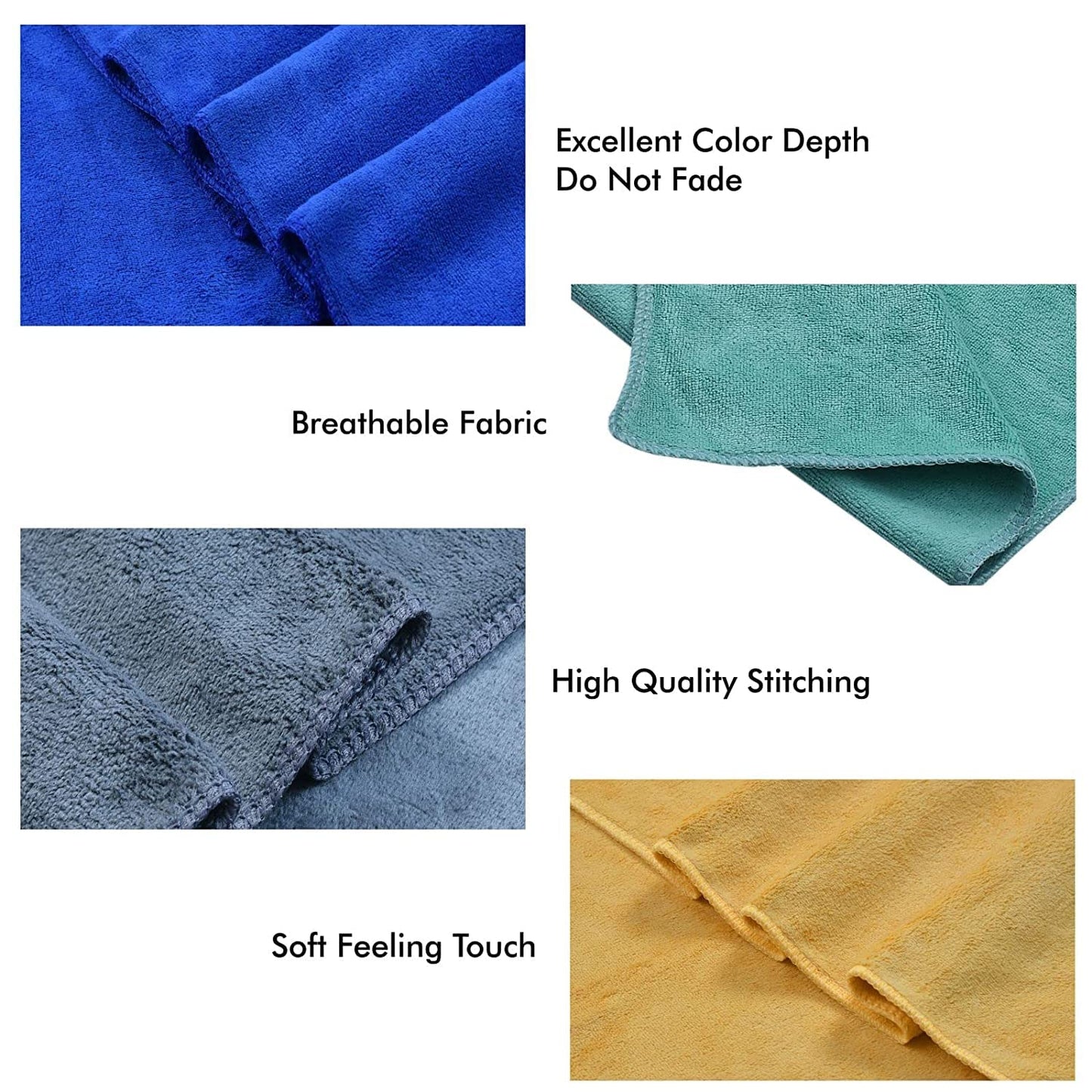 EZ LIVING Super Soft Microfiber Hand Towels, Gym & Workout Towels 400 GSM, Multicolour 8, Set of 4