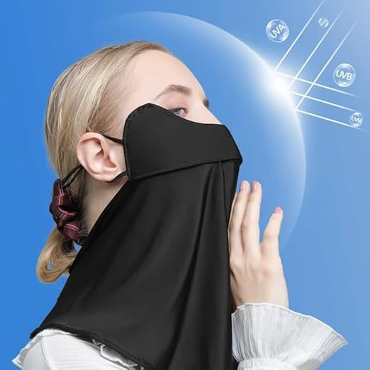 EZ Living 1pcs black color uv protection face and neck cover for women and girls UV Protection Face Mask Sun Protection Neck Gaiter UV Blocking Face Shield Sun Shield Neck Cover