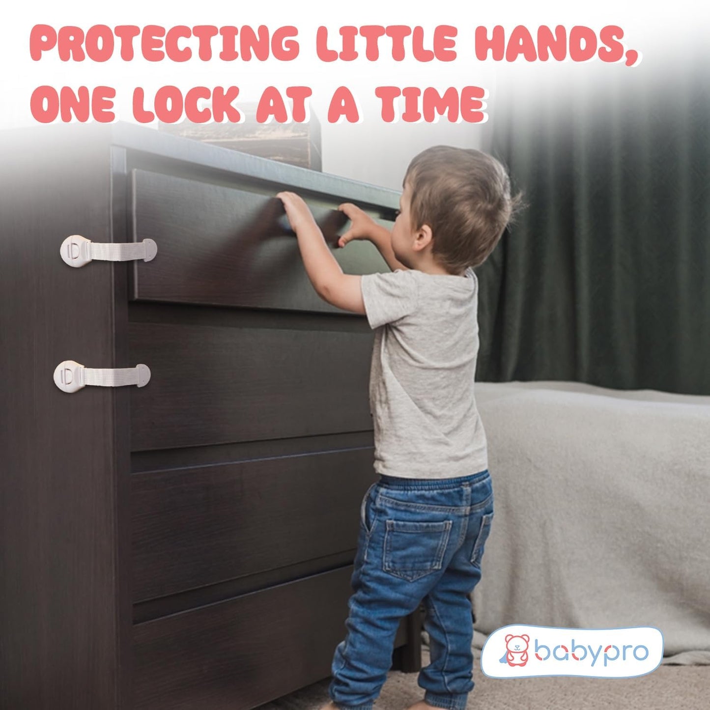 EZ LIVING (Pack of 6) Baby Infant Child Proofing Safety Locks Latches for Door, Cupboard, Cabinet, Fridge, Drawer Locks, Toilet Seats, Child Safety Cabinet Locks, Child Proof Cabinet Latches (White)