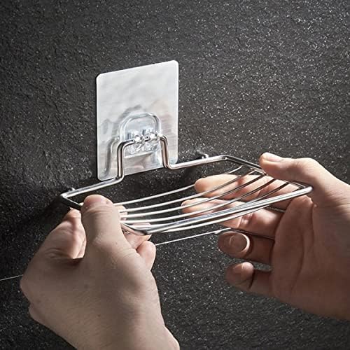 EZ LIVING Stainless Steel Soap Dish Holder,Self Adhesive Wall Mounted Sponge Holder,Keep The Soap Dry,No Odor,Easy to Clean,Strong Suction Tape,Storage Saver Rack for Home Kitchen Bathroom Shower (Pack1)