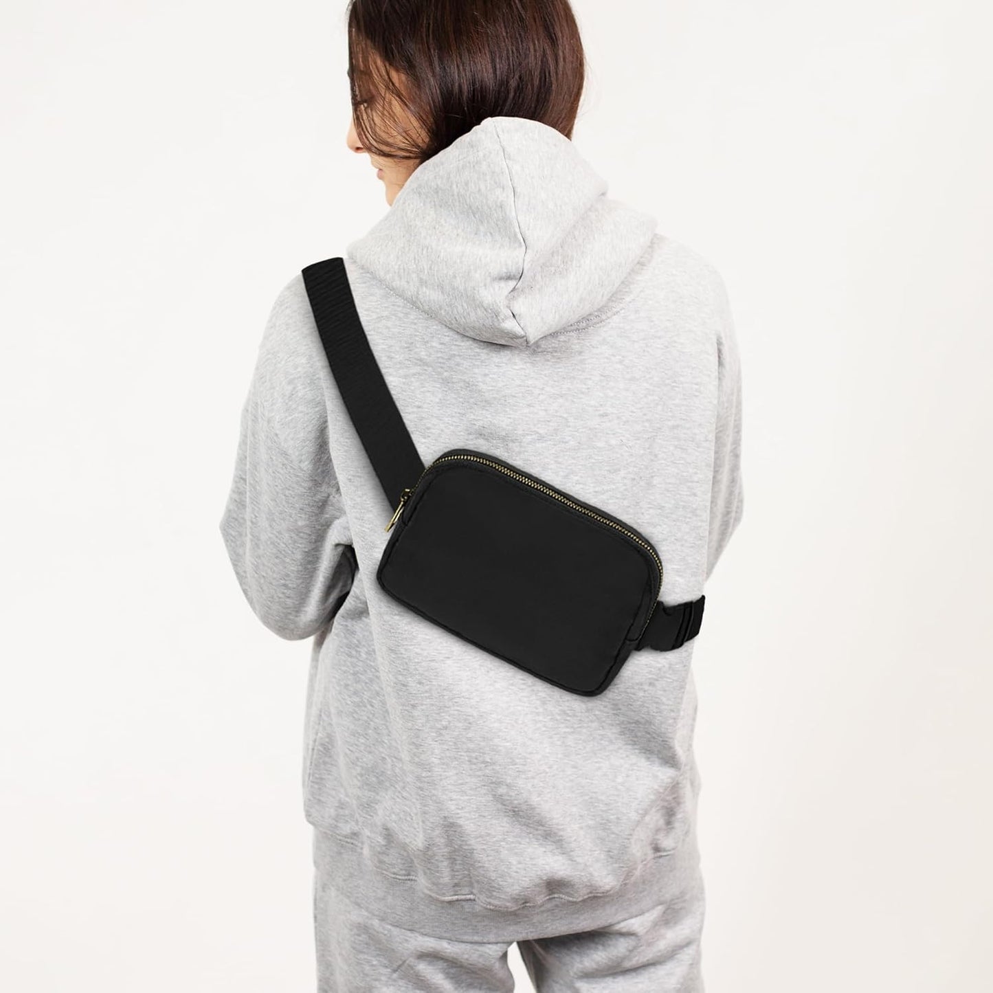 EZ LIVING Waist Belt Bag Fashion Fanny Women and Men Gift Waist Pack with Adjustable Strap for Travel Running Hiking Walking Black