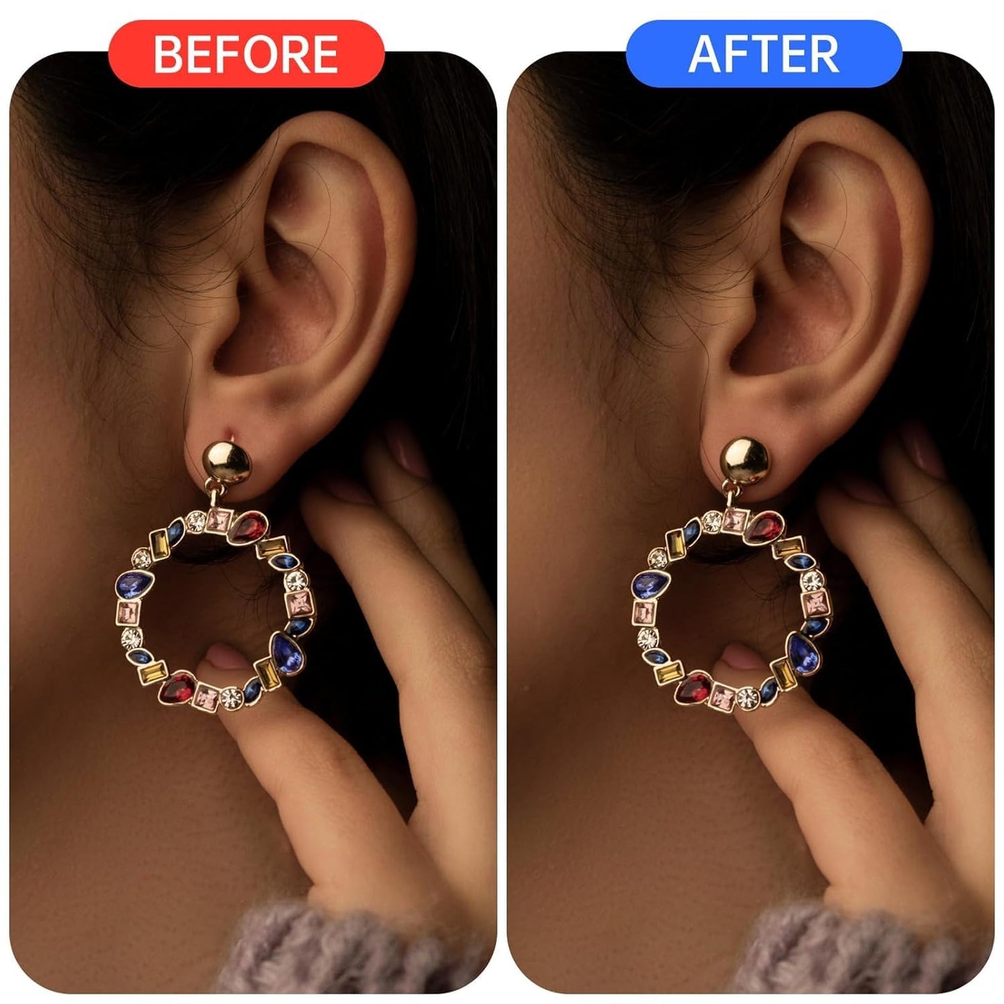 Ear Lobe for Support Earrings, Patches Ear lobe Support for Heavy Earring, Invisible Sticker tape, Transparent EarLobe Tapes Ear Lifts Patches (Pack of 100)