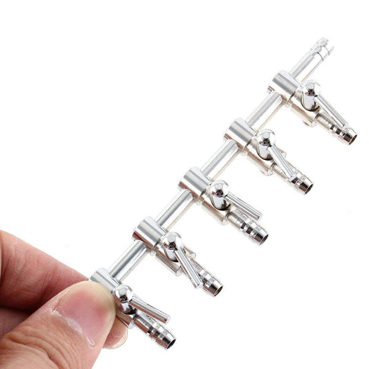EZ LIVING Stainless Steel Air Flow Control Valves Aquarium Tube Splitter Inlet Water Fish Pumps (5Way)