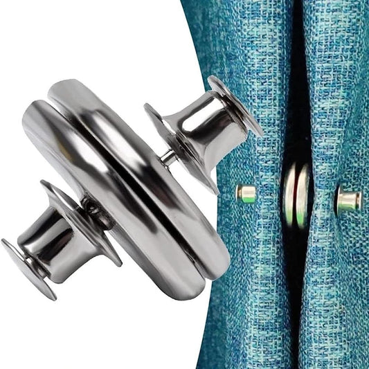 EZ LIVING 4 Pair Curtain Magnets Closure Button, Metal Magnetic Curtain Button Curtain Magnetic Holdback Button Drapery Magnetic Button to Keep Curtain Closed for Home Bedroom Office Curtain Draperies