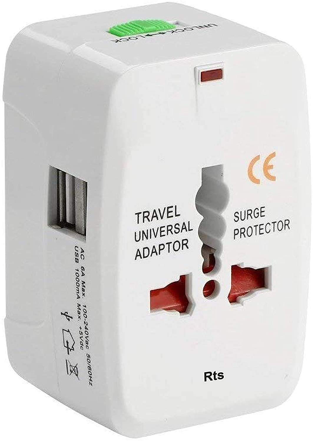 EZ LIVING Universal Travel Plug Adapter Worldwide International All in One Portable Travel Adapter Wall AC Power Plug Adapter Wall Charger with Dual USB Charging Ports for USA EU UK AUS Cell Phone Mobile Laptop