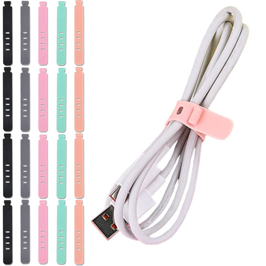 EZ LIVING Adjustable Cord Organizer 20Pcs Cable Ties Cable Management Cord Straps ReusableCable Management Wire Straps for Home Office Data Centers USB Desk Electronics Accessories Organizing