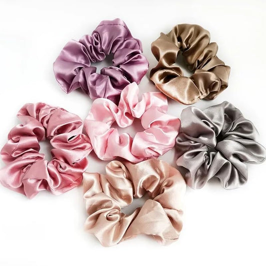 EZ Living 5pcs multicolor hair ties for women and girls Luxury Satin Scrunchies Elastic Hair Ties No Damage Hair Ties Hair Elastic Bands Soft Hair Ties (Random Color)