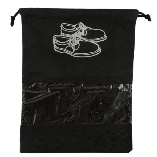 EZ LIVING Shoe Cover Bag for Travel & Storage String Bag Organizer, Portable Travel Shoe Tote Bags Pouches Travel Shoe Cover (Pack of 10_Black Color)