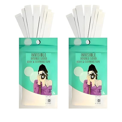 EZ LIVING Strips Double Sided Tape for Fashion, Clothing and Body | All Day Strength Invisible Dress Tape for women | Gentle to stick on Skin and clothes | Transparent Tap