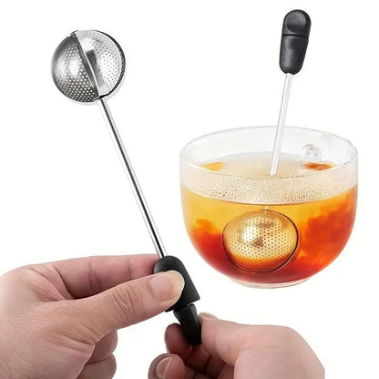 EZ LIVING Premium Stainless Steel Tea Infuser with Fine Mesh, Long Handle, and Easy-Remove Design for Loose Leaf Tea Brewing