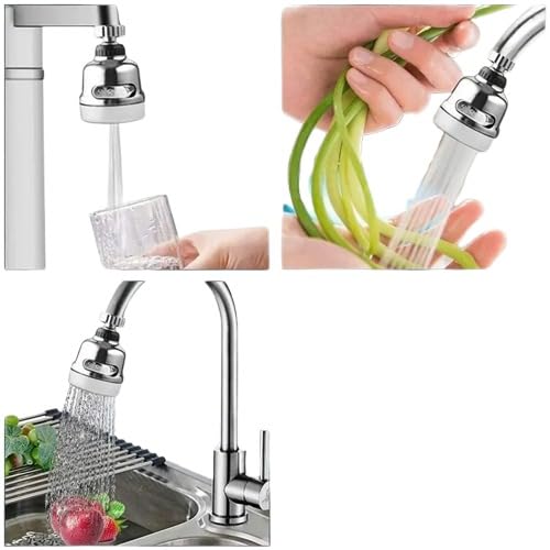 EZ LIVING Adjustable Tap Extender for Kitchen Sink – 360° Rotating, Splash-Proof, and Flexible Faucet Extension with Dual-Mode Water Flow – Easy Installation and Universal Fit