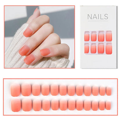 EZ LIVING 24pcs pink Artificial nail press on fake nails Artificial Nail Press On Manicures for Busy Women Perfect Reusable False Nails Kit