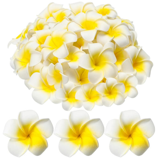 EZ LIVING Artificial Flowers for Decoration Frangipani Flower Plastic Frangipani Flowers for DIY Home Wedding Party Decoration(6cm,White 20PCS)