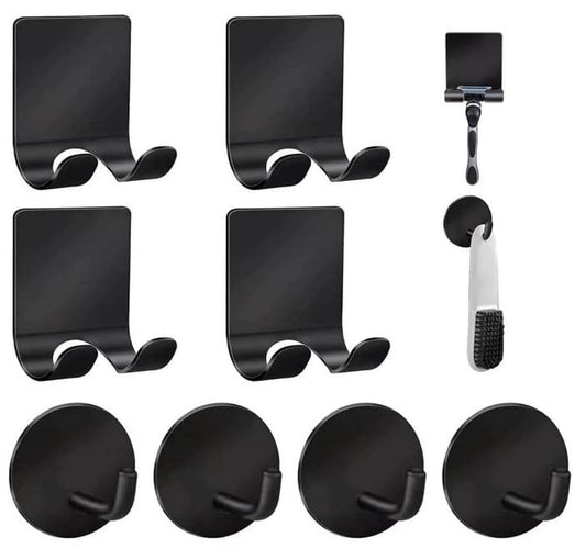 EZ LIVING Razor Holder 304 Stainless Steel for Shower - Durable Wall-Mounted Shaving Organizer with Strong Adhesive Sticky Backing for Easy Installation(2+2 pcs Set)