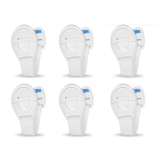 EZ LIVING (Pack of 6) Baby Infant Child Proofing Safety Locks Latches for Door, Cupboard, Cabinet, Fridge, Drawer Locks, Toilet Seats, Child Safety Cabinet Locks, Child Proof Cabinet Latches (White)