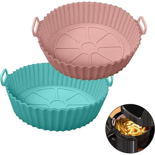 EZ Living 2pcs Silicone Basket for air Frying uses for Non Sticky air Fryer Liners Air Fryer Basket Replacement Non-Stick Air Fryer Basket Air Fryer Basket Insert Removable Air Fryer Basket