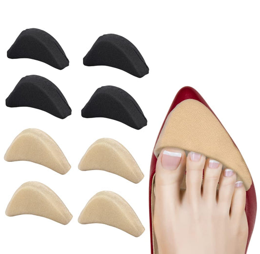EZ LIVING 4 Pair/8 PCS Soft Shoe Fillers for Women Adjustable Tightener Pads Reusable Insoles for Loose Shoes(Black and Beige)