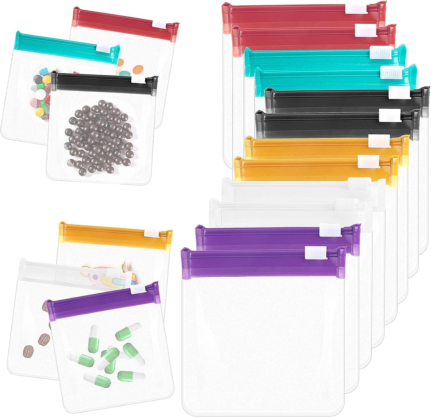 EZ LIVING 12 Pieces Pill Pouch Reusable Pill Pouch Bags Pill Bags Small Portable Pill Baggies Storage Pouches with Slide Lock Travel Plastic Pill Bags with Slide Lock for Pills Small Items