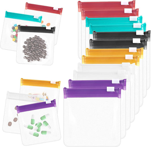 EZ LIVING 12 Pieces Pill Pouch Reusable Pill Pouch Bags Pill Bags Small Portable Pill Baggies Storage Pouches with Slide Lock Travel Plastic Pill Bags with Slide Lock for Pills Small Items