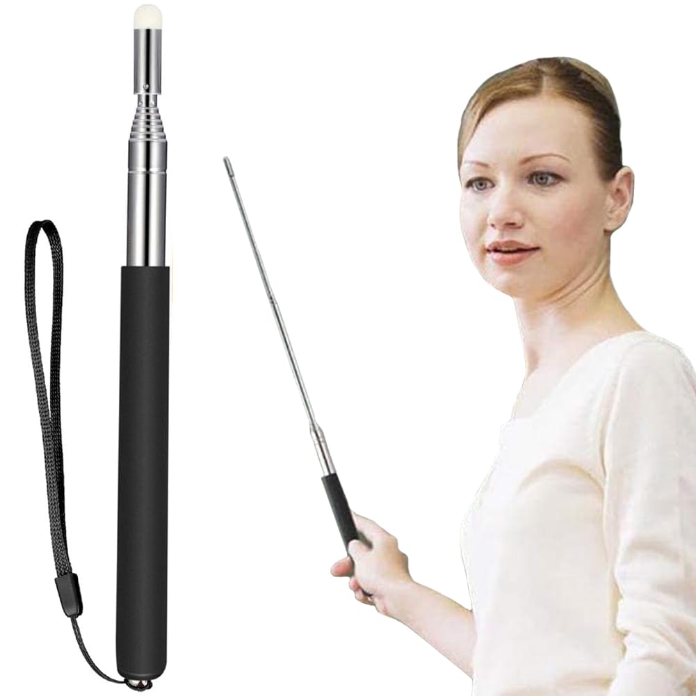 EZ LIVING Telescopic Teachers Pointer,Teaching Pointer Stick for Classroom,Metal Hand Retractable Pointer Extended Length 100cm, Handheld Presenter Whiteboard Pointer (Black)