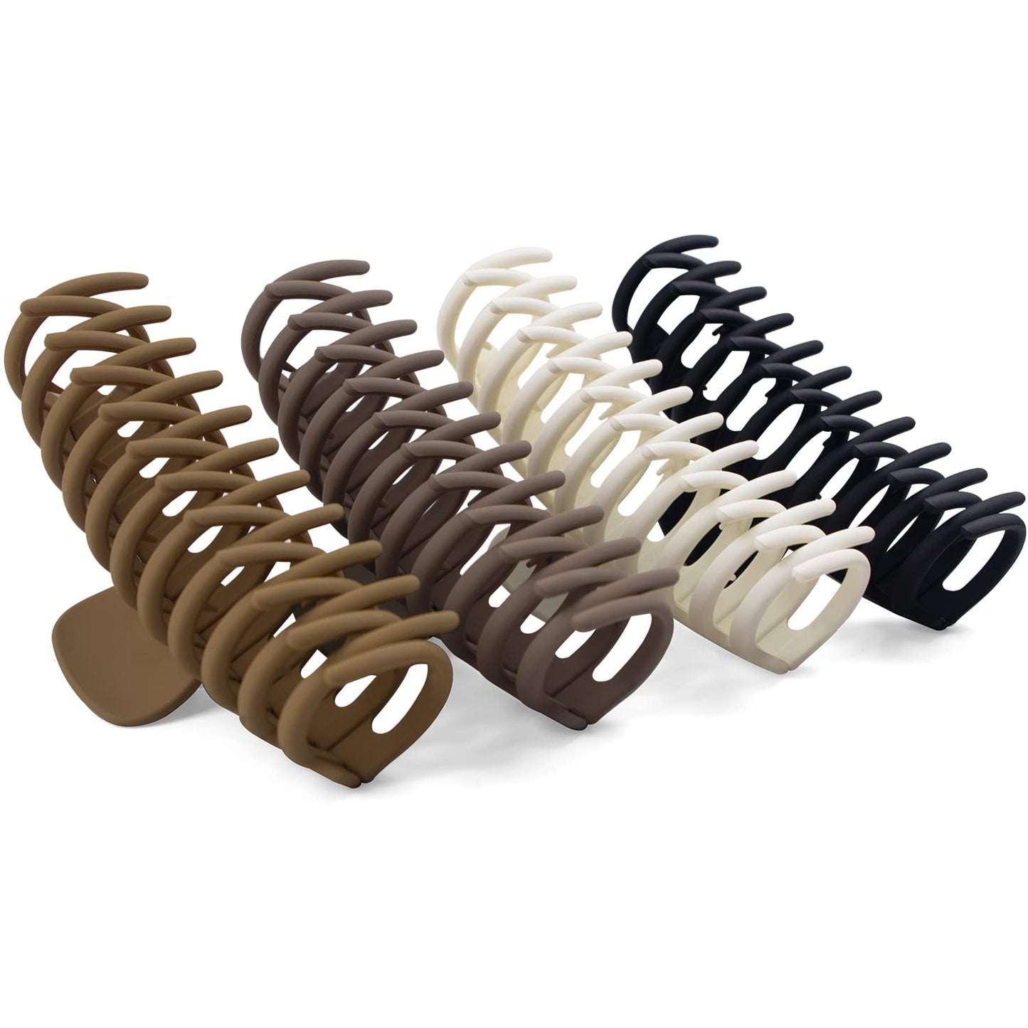 EZ LIVING 4-Pack Extra Large Claw Clips, Strong Hold Hair Accessories for Thick Hair - Matte Finish Hair Clamps in Neutral Colors - Fashionable Hair Clips for Women & Girls"