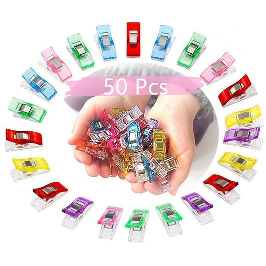 EZ LIVING 50 Pcs Sewing Clips Multi-Color For Sewing Craft Clamps Crochet And Knitting All Purpose For Quilting Binding Clips Fabric Clips Blinder Clips Photo Hanging Clips