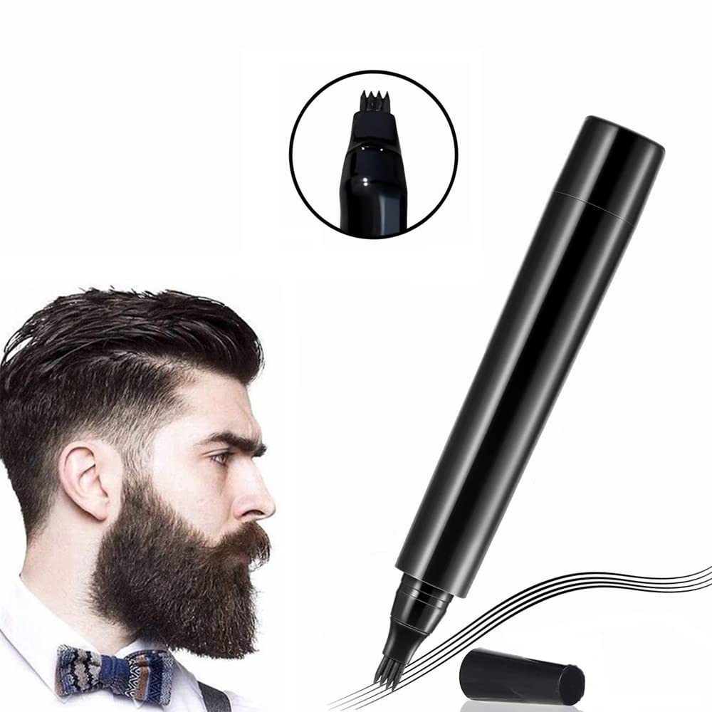 EZ LIVING Water Proof Beard Color Pencil For Men, Long Lasting Coverage, Male Mustache Repair Shape, Beard, Moustache & Eyebrows, Micro-Fork Tip For Seamless Application (Pack of 1) - Black