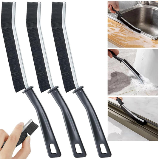 EZ LIVING 3Pcs Gap Cleaning Brush with Long Handle - Hard Bristle Crevice Cleaner for Home & Kitchen, Wash Basin, Sink, Sliding Window, Stove, Toilet Seat, Gas - Small Scrub Brush for Deep Cleaning