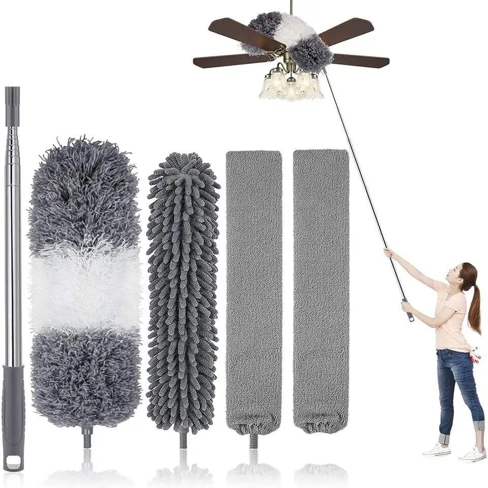 EZ Living 3pcs Set high Celling Fan Cleaning Brush High Ceiling Fan Dusting Brush Ceiling Fan Cleaning Tool Long Handle Fan Cleaner Extendable Fan Cleaning Brush