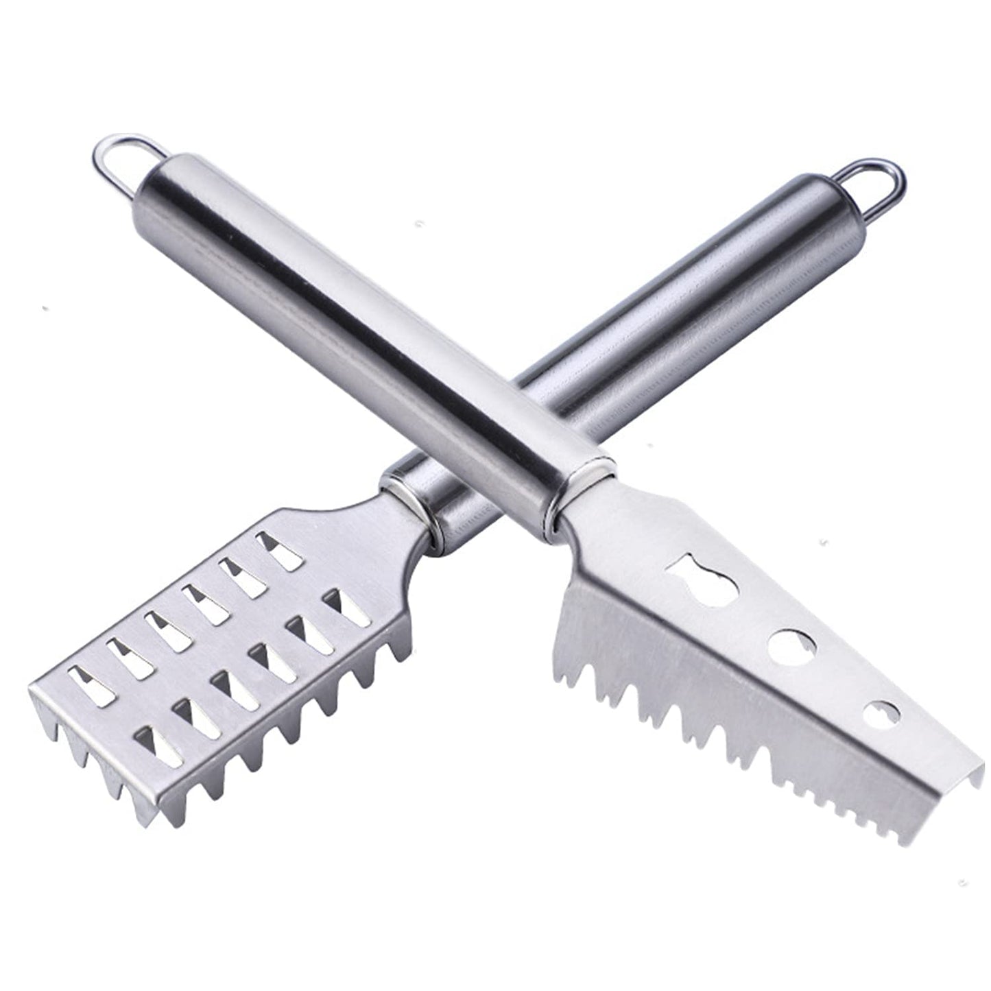 EZ LIVING 2PCS Fish Scale Remover Scraper Cleaning Tools Skin Remover Stainless Steel Sawtooth Brush Machine for Kitchen Scaler Cutting Knife
