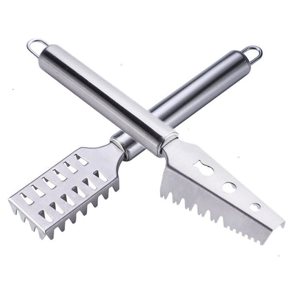 EZ LIVING 2PCS Fish Scale Remover Scraper Cleaning Tools Skin Remover Stainless Steel Sawtooth Brush Machine for Kitchen Scaler Cutting Knife
