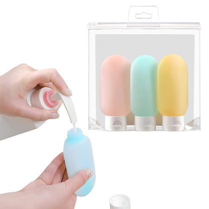 EZ LIVING Travel Toiletry Bottles Kit - 3Pcs 60Ml Leak Proof Refillable Silicone Squeeze Containers for Toiletries - Multicolor