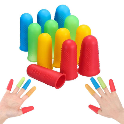 EZ LIVING 12Pcs Finger Protector for Cutting Vegetables, 4 Sets Silicone Finger Gloves for Guitar and Kitchen, 3 Sizes Included