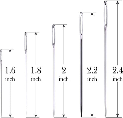 EZ LIVING 25 pcs Large Eye Knitting Needle Set-5 Sizes Big Eye Hand Sewing Needles in Clear Storage Tube