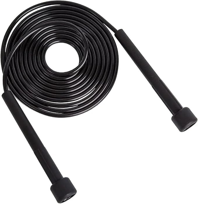 EZ LIVING Premium Freestyle Jump Rope | Adjustable 110-Inch Black Skipping Rope with Ergonomic Handles for Comfortable Grip | Professional-Grade Speed Rope for Fitness and Training