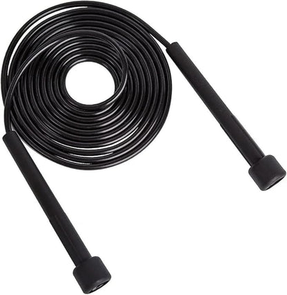 EZ LIVING Premium Freestyle Jump Rope | Adjustable 110-Inch Black Skipping Rope with Ergonomic Handles for Comfortable Grip | Professional-Grade Speed Rope for Fitness and Training