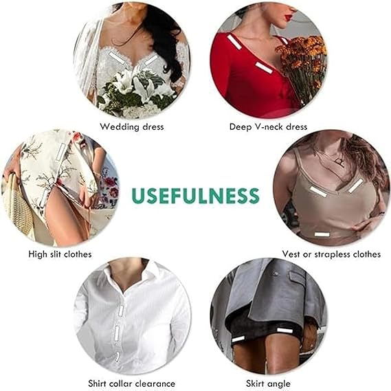 EZ LIVING Strips Double Sided Tape for Fashion, Clothing and Body | All Day Strength Invisible Dress Tape for women | Gentle to stick on Skin and clothes | Transparent Tap