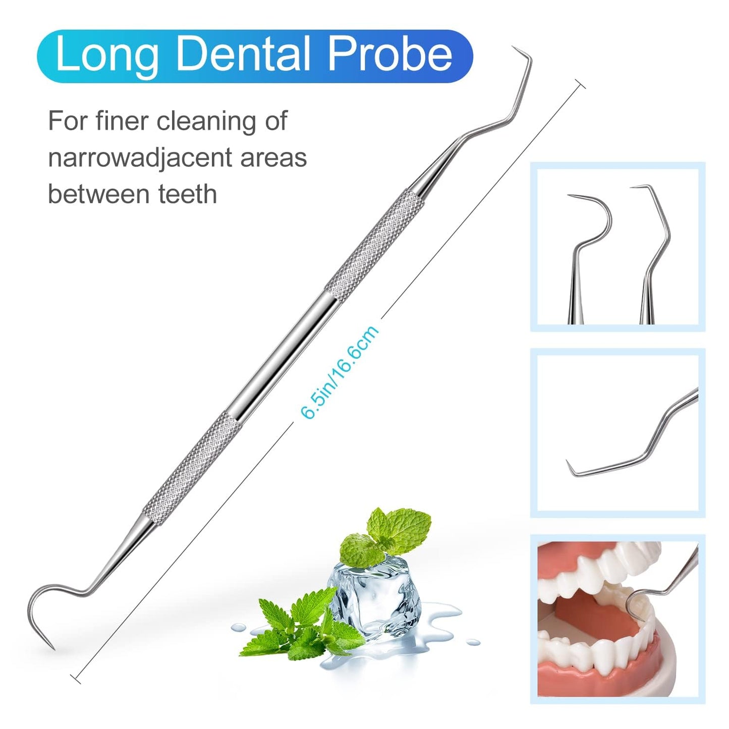 EZ LIVING 3 Pieces Dental Pick Tools Kit Teeth Cleaning Calculus Remover Tool for Dentist Personal Using Pets Oral Care Set with Dental Mirror Dental Tartar Scraper Dental Probe and Storage Box