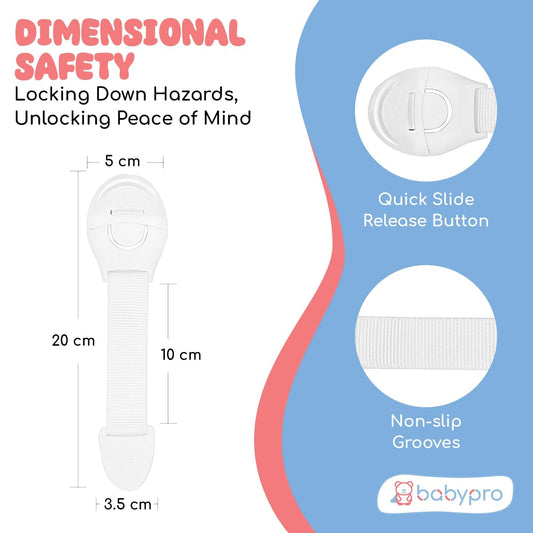 EZ LIVING (Pack of 6) Baby Infant Child Proofing Safety Locks Latches for Door, Cupboard, Cabinet, Fridge, Drawer Locks, Toilet Seats, Child Safety Cabinet Locks, Child Proof Cabinet Latches (White)