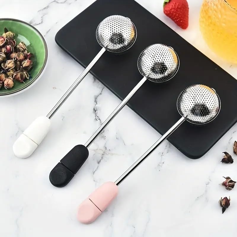 EZ LIVING Premium Stainless Steel Tea Infuser with Fine Mesh, Long Handle, and Easy-Remove Design for Loose Leaf Tea Brewing