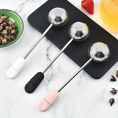 EZ LIVING Premium Stainless Steel Tea Infuser with Fine Mesh, Long Handle, and Easy-Remove Design for Loose Leaf Tea Brewing