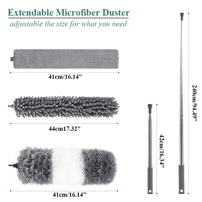 EZ Living 3pcs Set high Celling Fan Cleaning Brush High Ceiling Fan Dusting Brush Ceiling Fan Cleaning Tool Long Handle Fan Cleaner Extendable Fan Cleaning Brush