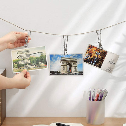 EZ LIVING 10 Pcs 304 Stainless Steel Metal Long Tail Clip With Hooks Clothes Pins Hanging Universal Clips For Kitchen Bathroom Office