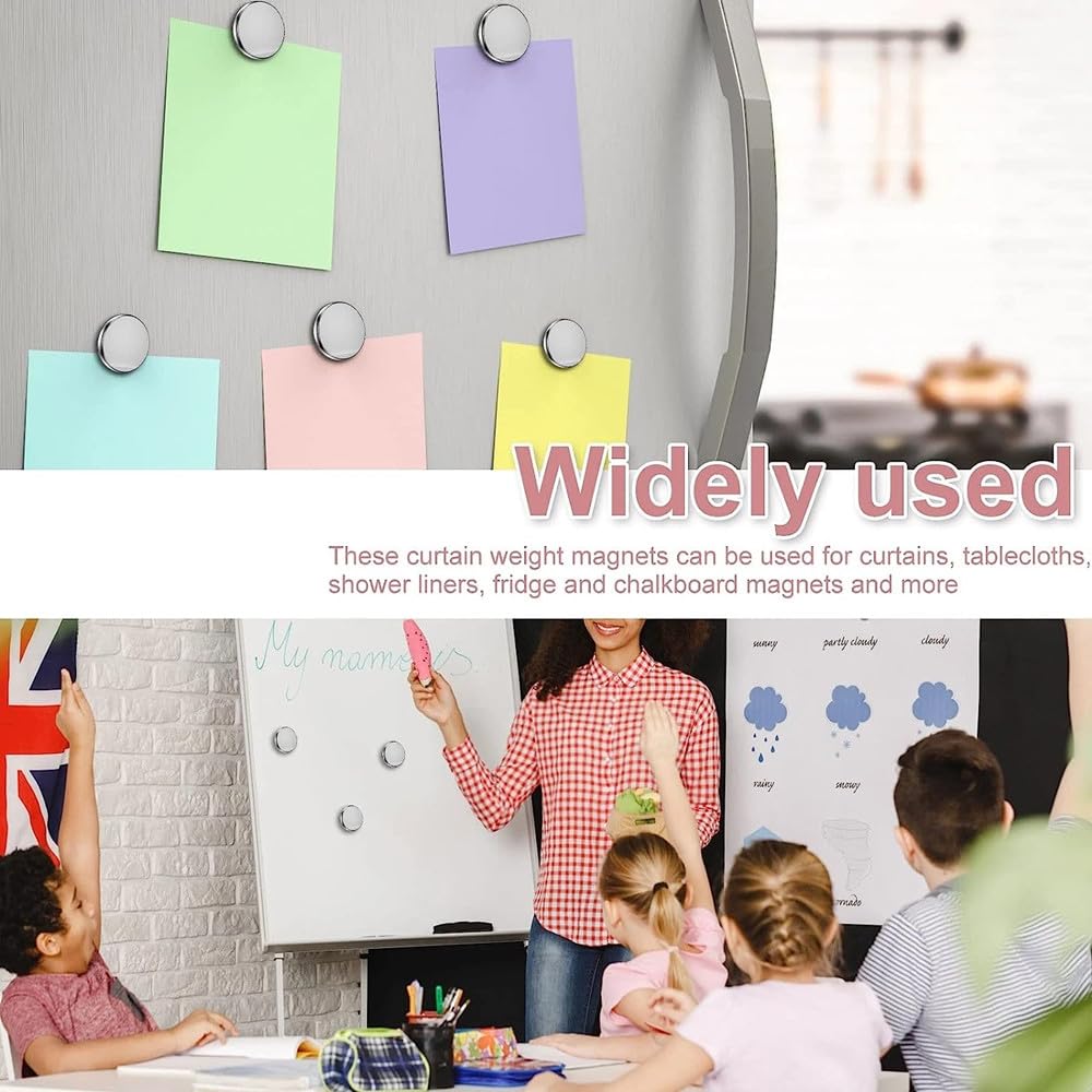 EZ LIVING 4 Pair Curtain Magnets Closure Button, Metal Magnetic Curtain Button Curtain Magnetic Holdback Button Drapery Magnetic Button to Keep Curtain Closed for Home Bedroom Office Curtain Draperies