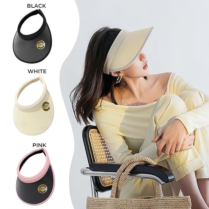 EZ LIVING Summer Sun Visors for Women - Fashion Sun Visor Wide Brim Sport Beach Hat UV Protection Baseball Golf Tennis Cap