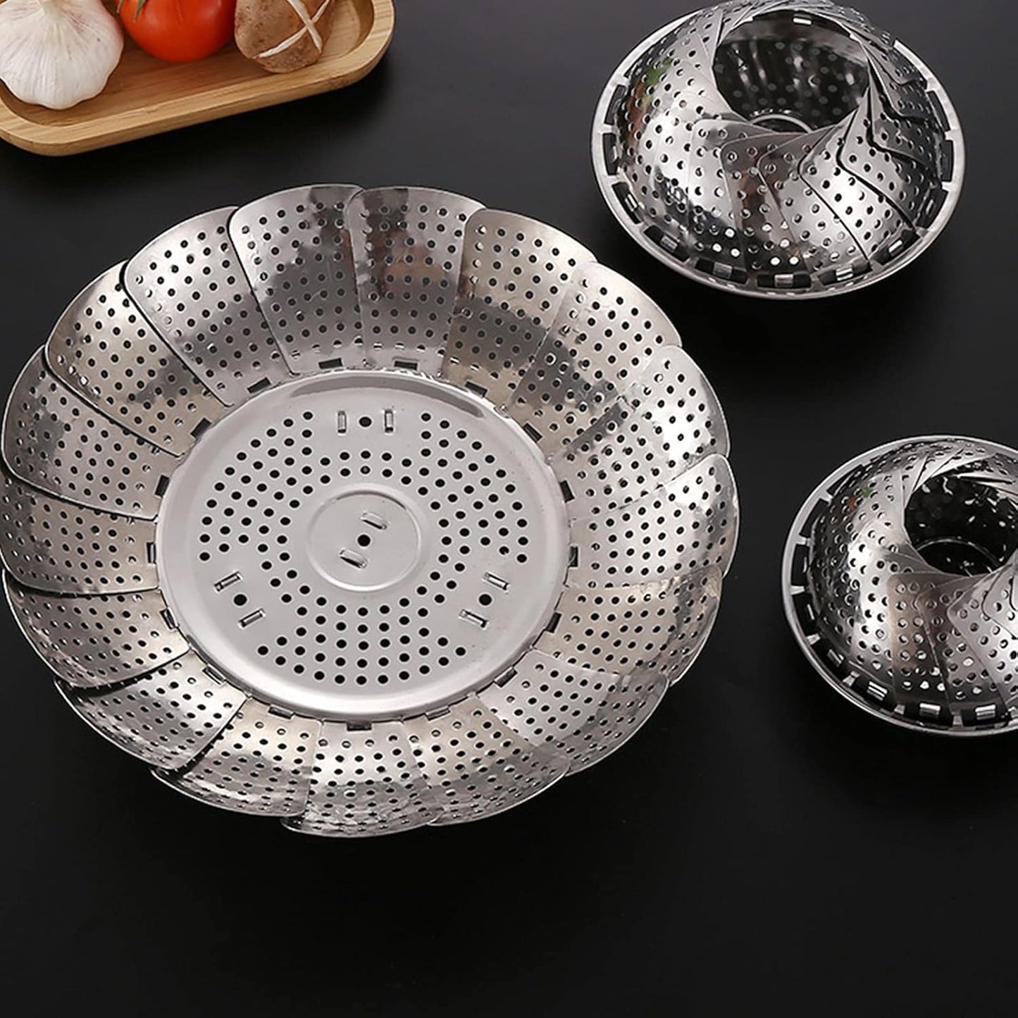 EZ LIVING Vegetable Steamer Basket | vegetable steamer basket stainless steel- Veggie Steamer Basket |Folding Expandable Steamers- veg steamerbasket