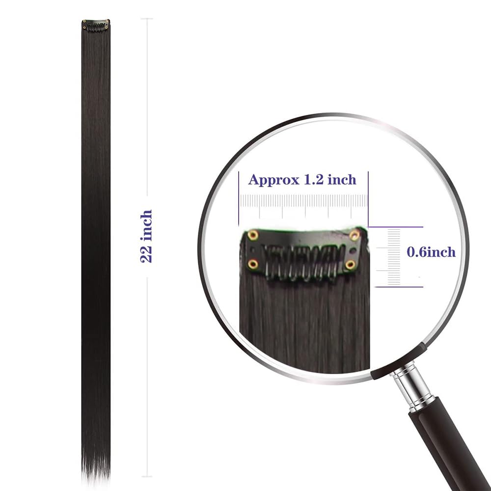 EZ LIVING Straight One Color Hair Streak, 4pcs Hair Extensions, Hair Colour Strips, Artificial Hair For Women, Hair Wig For Women And Girls (Black)